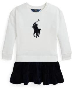 Polo Ralph Lauren Kids Big Pony Corduroy-Skirt Fleece Dress (Toddler/Little Kid) | Dresses