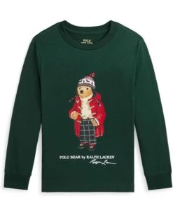 Polo Ralph Lauren Kids Polo Bear Cotton Long Sleeve Tee (Toddler/Little Kid) | Shirts & Tops