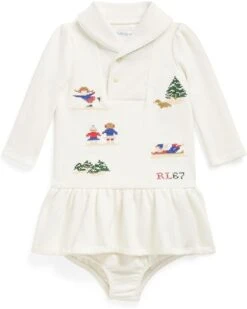 Polo Ralph Lauren Kids Fair Isle Shawl Cotton Dress & Bloomer (Infant) | Dresses