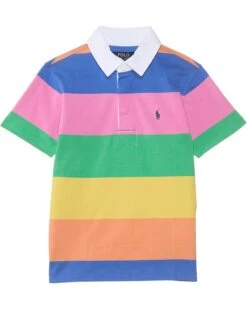 Polo Ralph Lauren Kids Striped Cotton Short-Sleeve Rugby Shirt (Big Kid) | Shirts & Tops