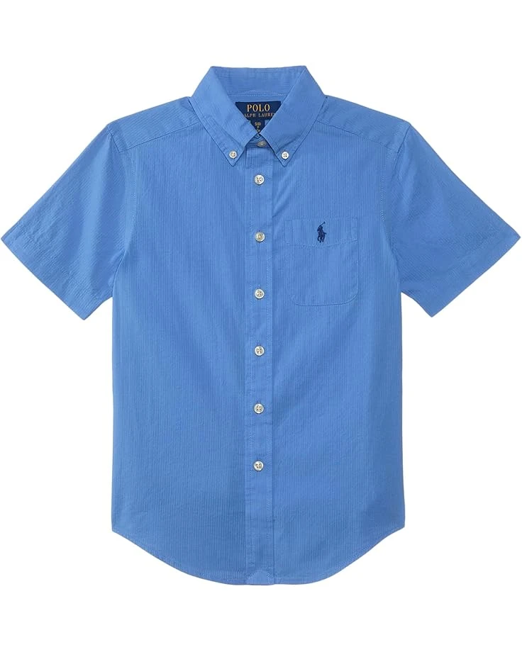 Polo Ralph Lauren Kids Cotton Seersucker Short-Sleeve Shirt (Toddler/Little Kid) | Shirts & Tops 3 Polo Ralph Lauren Kids Cotton Seersucker Short-Sleeve Shirt (Toddler/Little Kid) | Shirts & Tops - Image 3