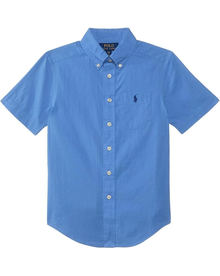 Polo Ralph Lauren Kids Cotton Seersucker Short-Sleeve Shirt (Big Kid) | Shirts & Tops 2 Polo Ralph Lauren Kids Cotton Seersucker Short-Sleeve Shirt (Big Kid) | Shirts & Tops - Image 2