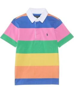 Polo Ralph Lauren Kids Striped Cotton Short-Sleeve Rugby Shirt (Toddler/Little Kid) | Shirts & Tops