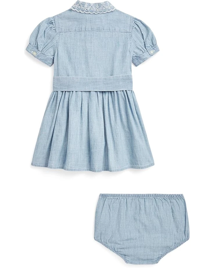 Polo Ralph Lauren Kids Belted Chambray Shirtdress & Bloomer (Infant) | Dresses 2 Polo Ralph Lauren Kids Belted Chambray Shirtdress & Bloomer (Infant) | Dresses - Image 2
