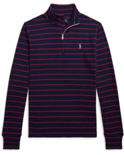 Polo Ralph Lauren Kids Striped Cotton Quarter-Zip Pullover (Big Kid) | Sweaters
