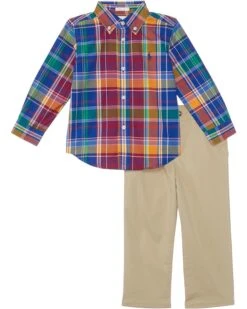 Polo Ralph Lauren Kids Plaid Cotton Shirt & Chino Pants Set (Infant) | Kids' Sets