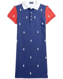 Polo Ralph Lauren Kids Polo Pony Cotton Mesh Polo Dress (Big Kids) | Dresses
