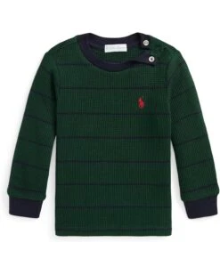Polo Ralph Lauren Kids Striped Waffle Cotton Long Sleeve Tee (Infant) | Sweaters