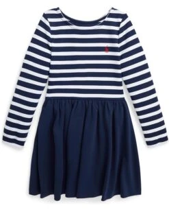 Polo Ralph Lauren Kids Striped Stretch Ponte Dress (Toddler/Little Kid) | Dresses