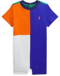 Polo Ralph Lauren Kids Color-Blocked Cotton Jersey Shortall (Infant) | Baby One Pieces