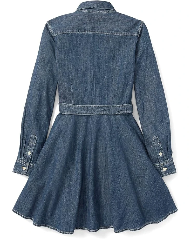 Polo Ralph Lauren Kids Belted Cotton Denim Shirtdress (Big Kids) | Dresses 2 Polo Ralph Lauren Kids Belted Cotton Denim Shirtdress (Big Kids) | Dresses - Image 2