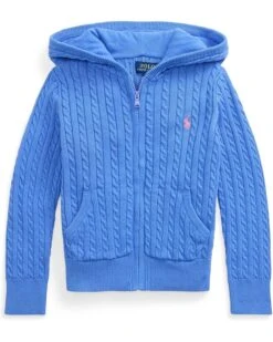 Polo Ralph Lauren Kids Mini-Cable Cotton Full-Zip Hoodie (Toddler/Little Kid) | Hoodies & Sweatshirts