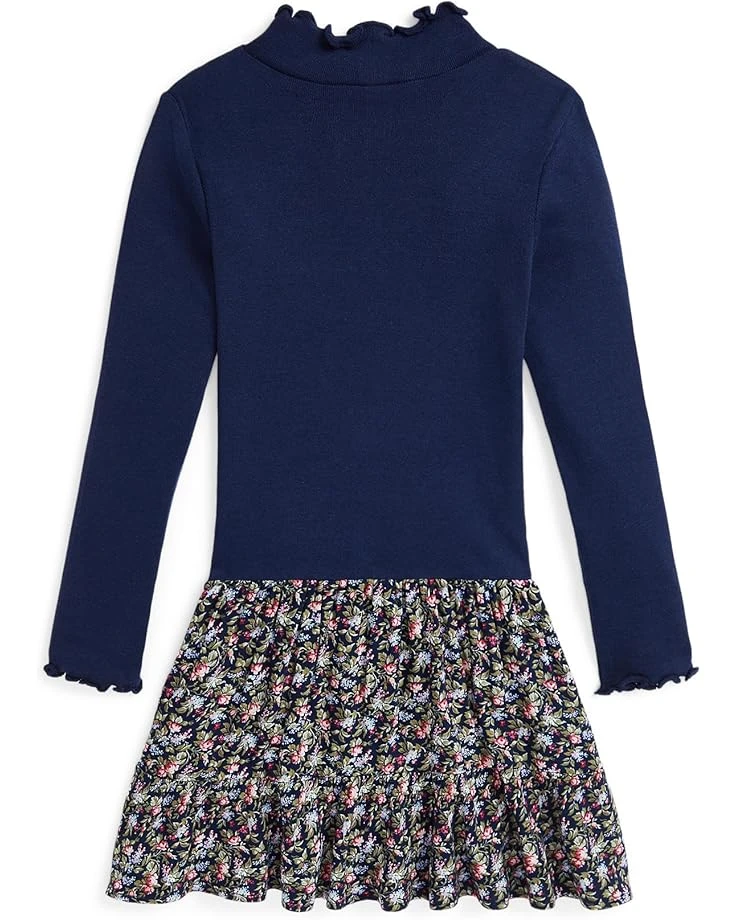 Polo Ralph Lauren Kids Floral-Woven-Skirt Turtleneck Dress (Big Kid) | Dresses 2 Polo Ralph Lauren Kids Floral-Woven-Skirt Turtleneck Dress (Big Kid) | Dresses - Image 2