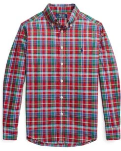 Polo Ralph Lauren Kids Plaid Cotton Poplin Shirt (Big Kids) | Shirts & Tops