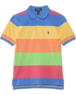 Polo Ralph Lauren Kids Striped Cotton Mesh Polo Shirt (Big Kid) | Shirts & Tops