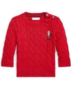 Polo Ralph Lauren Kids Polo Bear Cable-Knit Cotton Sweater (Infant) | Sweaters