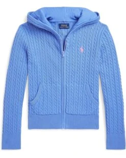 Polo Ralph Lauren Kids Mini-Cable Cotton Full-Zip Hoodie (Big Kid) | Hoodies & Sweatshirts