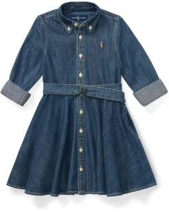 Polo Ralph Lauren Kids Belted Cotton Denim Shirtdress (Little Kids) | Dresses