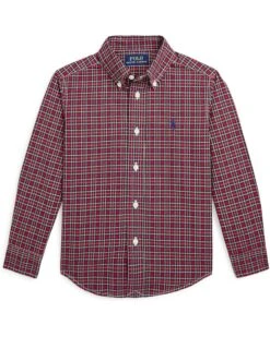 Polo Ralph Lauren Kids Plaid Cotton Poplin Shirt (Toddler/Little Kids) | Shirts & Tops